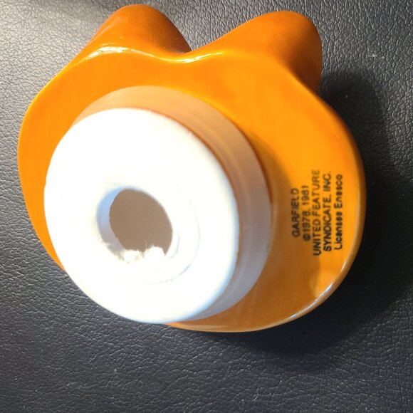 Enesco Garfield Orange Cat Ceramic Glass Candy / Trinket Jar Smile Head Lid Vtg - Picture 5 of 6